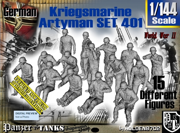1/144 Kriegsmarine Artyman Set401 in Tan Fine Detail Plastic