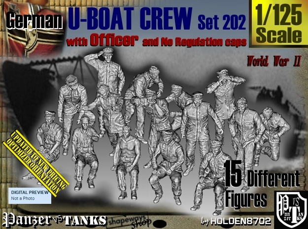 1/125 German U-Boot Crew Set202 in Tan Fine Detail Plastic