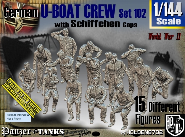1/144 German U-Boot Crew Set102 in Tan Fine Detail Plastic
