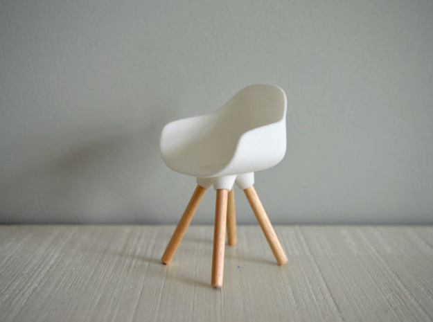 1:12 Chair v3 wooden legs 2 in White Natural Versatile Plastic