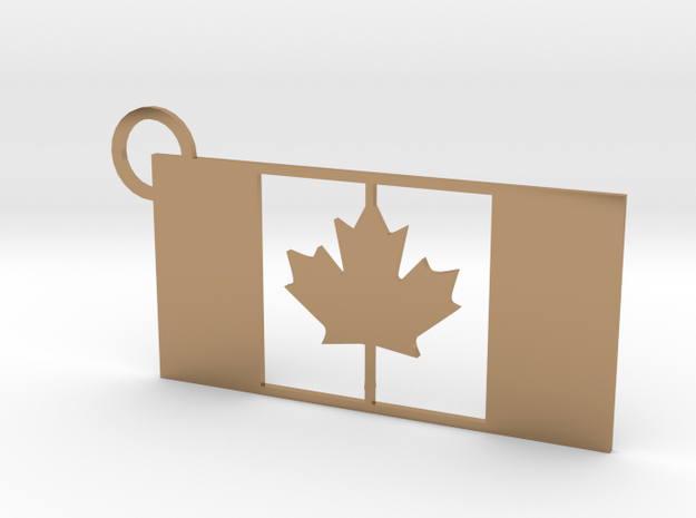 Canada Flag Keychain in Polished Brass