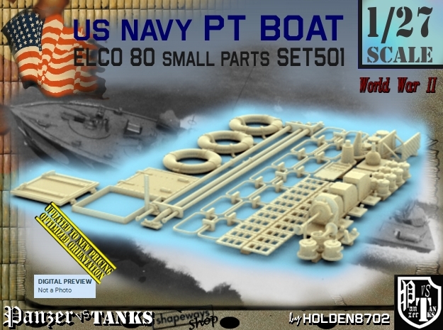 1/27 PT Boat Small Parts Set501 in Tan Fine Detail Plastic