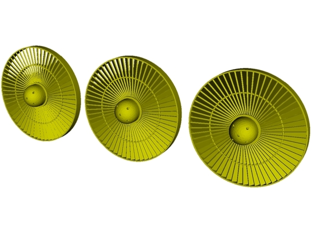 Ø19mm jet engine turbine fan A x 3 in Clear Ultra Fine Detail Plastic