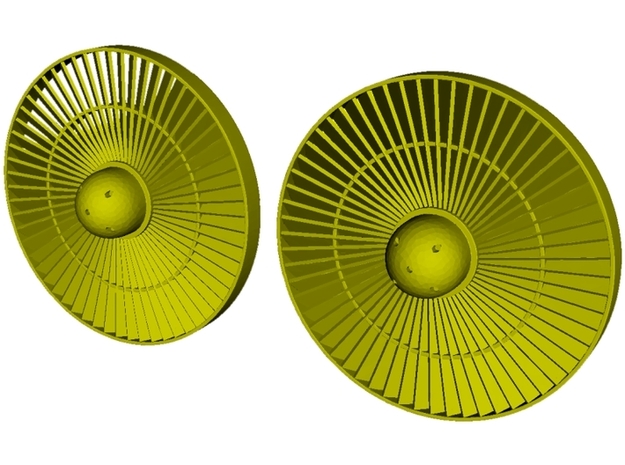 Ø19mm jet engine turbine fan A x 2 in Tan Fine Detail Plastic