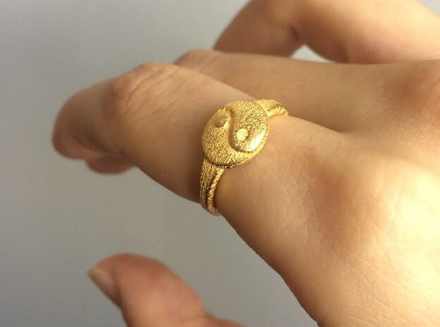 Yin-Yang Ring in 14k Gold Plated Brass