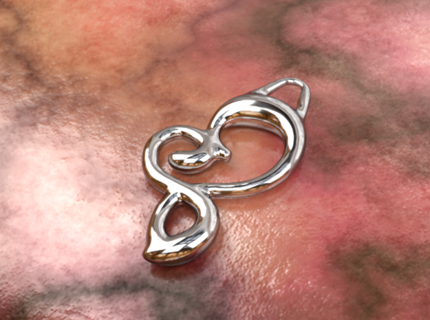 Twisted heart in Polished Silver