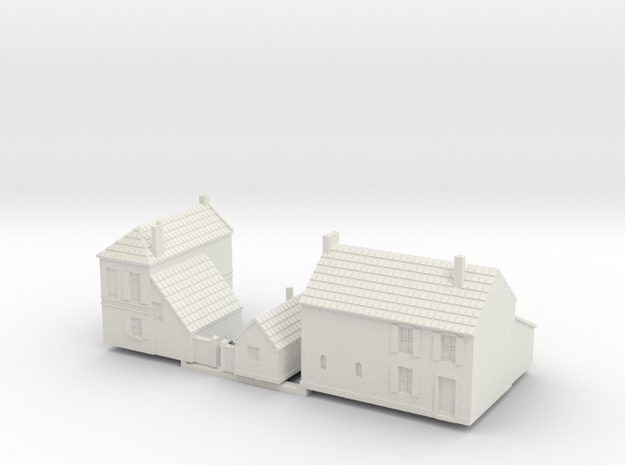 1:285-French Houses X2 in White Natural Versatile Plastic