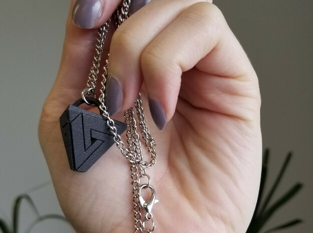 Penrose Triangle Pyramid Pendant in Matte Black Steel