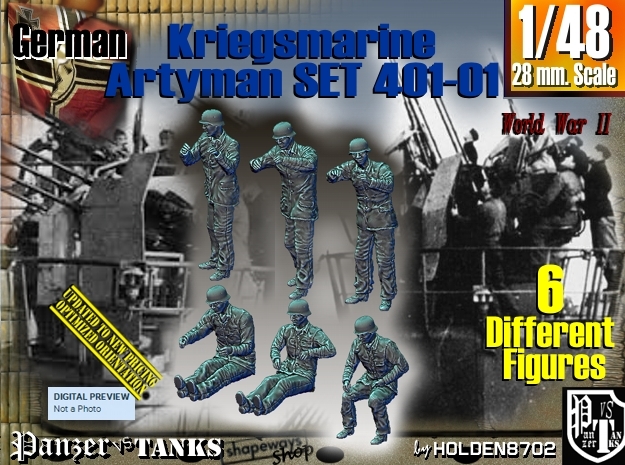 1/48 Kriegsmarine Artyman Set401-01 in Tan Fine Detail Plastic