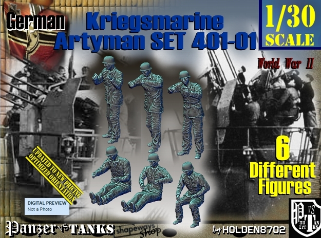 1/30 Kriegsmarine Artyman Set401-01 in White Natural Versatile Plastic