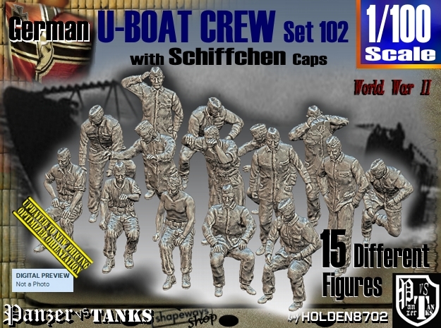 1/100 German U-Boot Crew Set102 in Tan Fine Detail Plastic