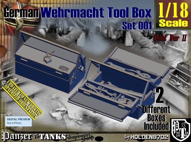 1/18 German WWII Tool Box Set001 in Tan Fine Detail Plastic