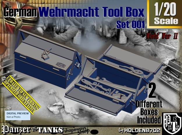 1/20 German WWII Tool Box Set001 in Tan Fine Detail Plastic