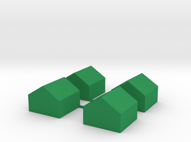 Monopoly Cottages x4 in Green Processed Versatile Plastic
