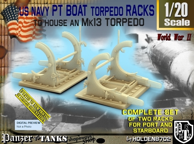 1/20 PT Torpedo Rack TypF in Tan Fine Detail Plastic