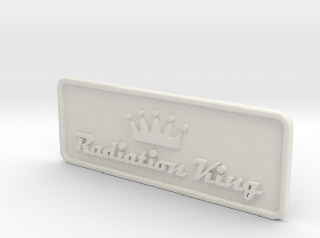 Radiation King TV logo plate in White Natural Versatile Plastic