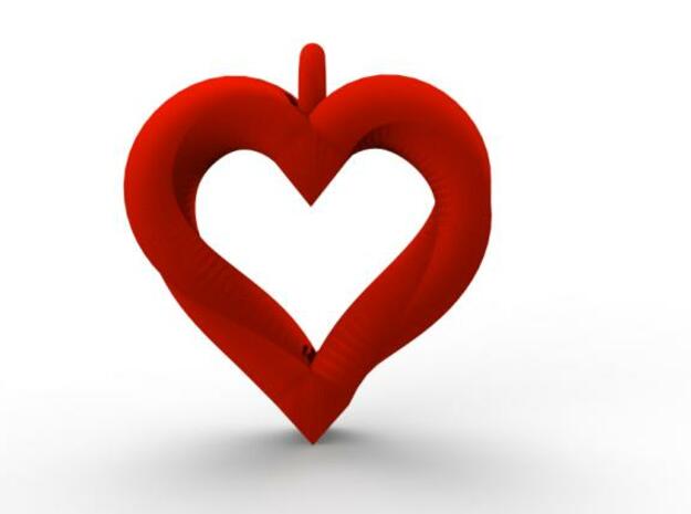 Valentines Mobius Heart Pendant With Hoop in White Natural Versatile Plastic