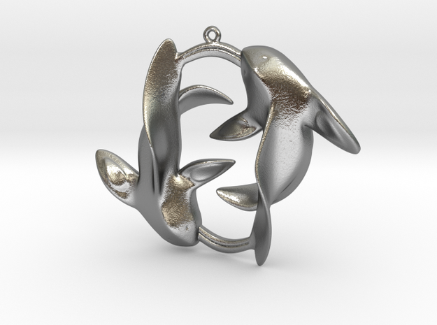 Circle of Fish in Natural Silver