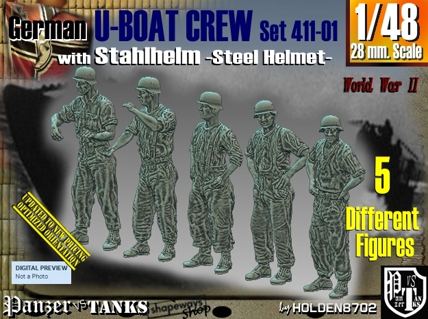 1/48 German U-Boot Crew Set411-01 in Tan Fine Detail Plastic