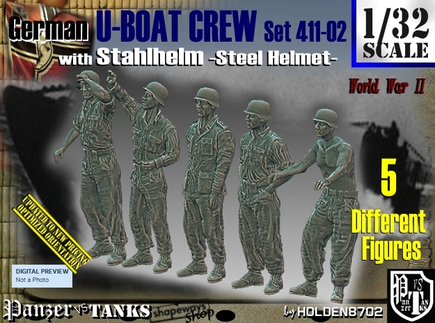 1/32 German U-Boot Crew Set411-02 in Tan Fine Detail Plastic