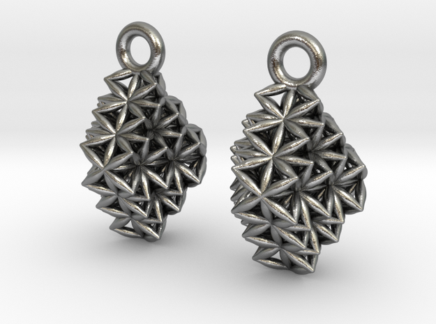 Time Crystal Earrings  in Natural Silver