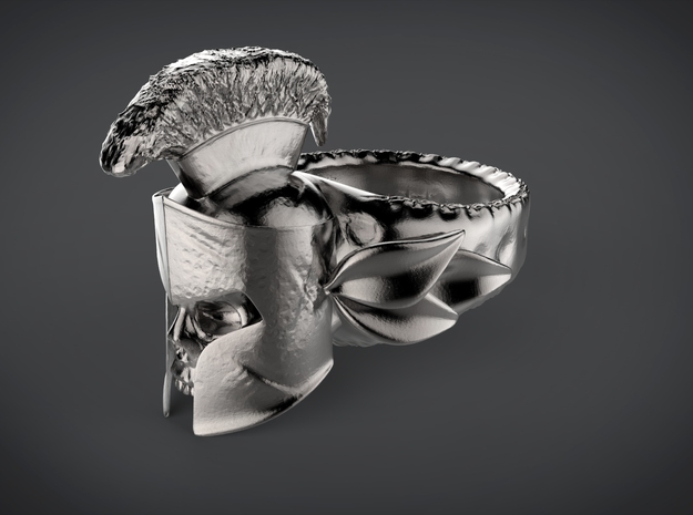 Spartan Helmet Ring in Polished Bronzed Silver Steel: 9 / 59