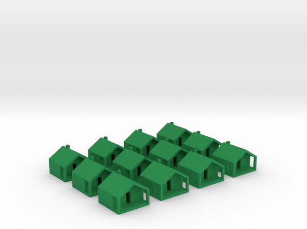 Monopoly Cottages x12 in Green Processed Versatile Plastic
