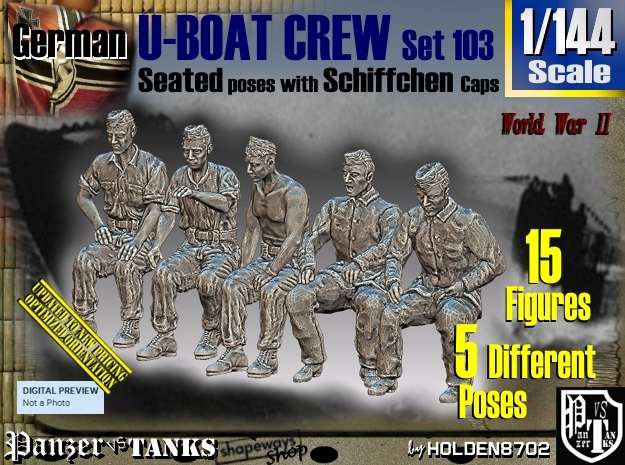 1/144 German U-Boot Crew Set103 in Tan Fine Detail Plastic