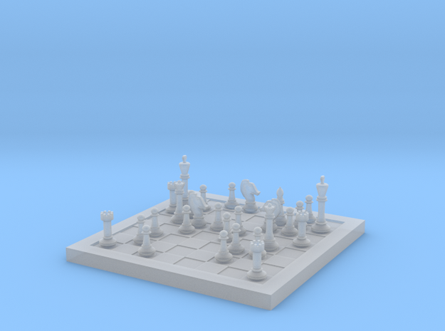 1/18 Scale Chess Board Mid-game (v02) in Smooth Fine Detail Plastic