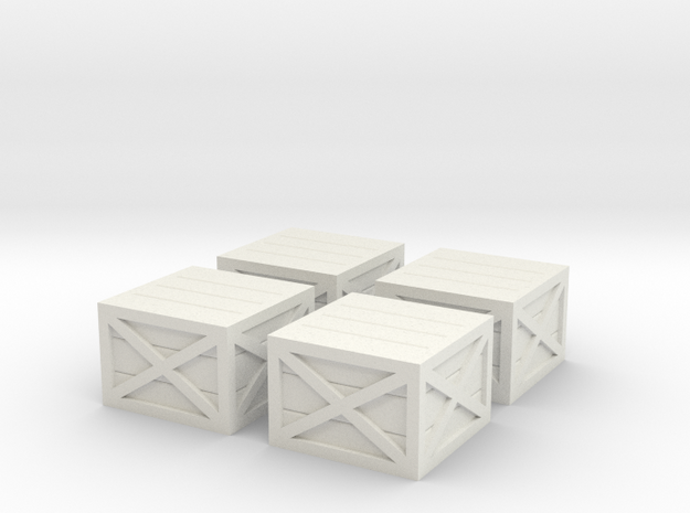 N Scale Wooden Crates in White Natural Versatile Plastic: 1:160 - N