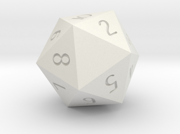 Customizeable Spindown D20 (1 Side Customization) in White Natural Versatile Plastic