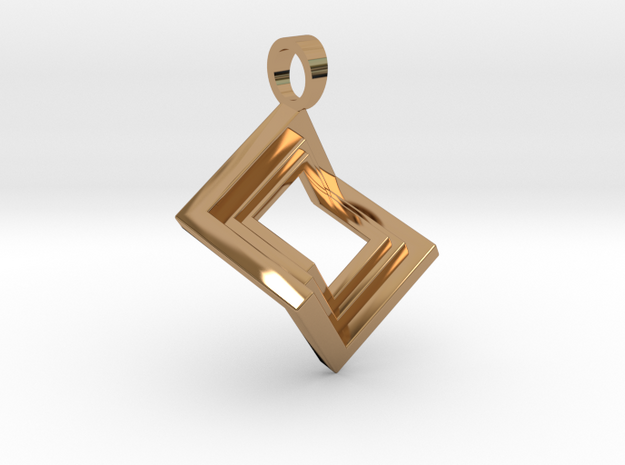 Pseudo cube [pendant] in Polished Brass