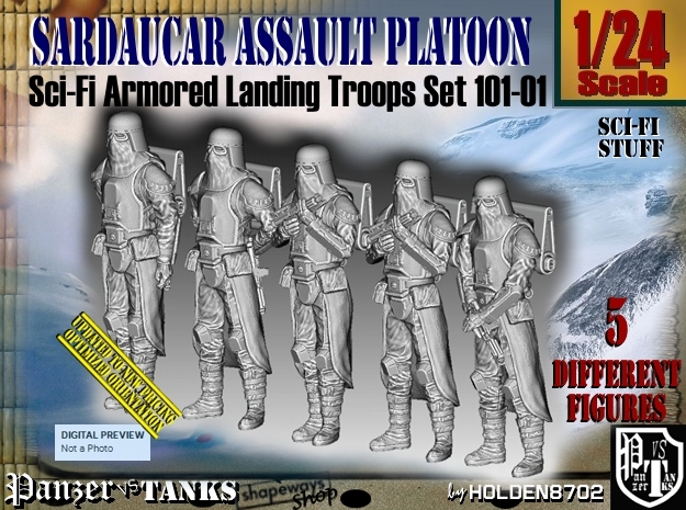 1/24 Sci-Fi Sardaucar Platoon Set 101-01 in White Natural Versatile Plastic
