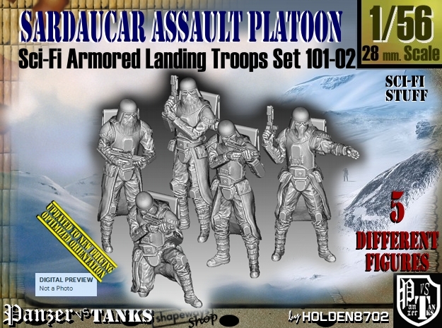 1/56 Sci-Fi Sardaucar Platoon Set 101-02 in Tan Fine Detail Plastic