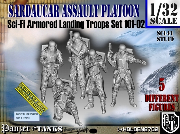 1/32 Sci-Fi Sardaucar Platoon Set 101-02 in Tan Fine Detail Plastic