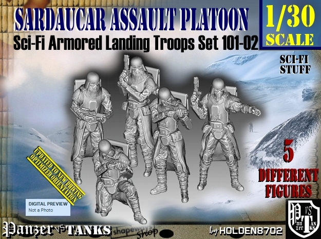 1/30 Sci-Fi Sardaucar Platoon Set 101-02 in White Natural Versatile Plastic