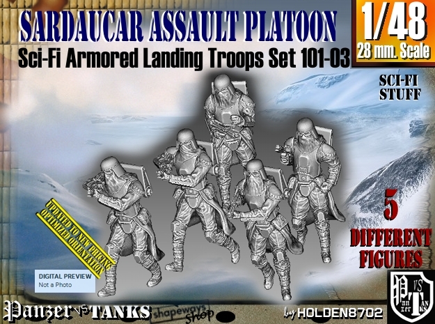 1/48 Sci-Fi Sardaucar Platoon Set 101-03 in Tan Fine Detail Plastic
