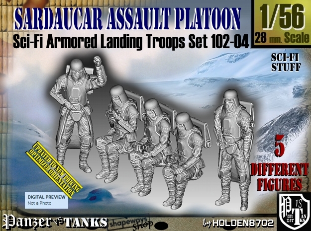 1/56 Sci-Fi Sardaucar Platoon Set 102-04 in Tan Fine Detail Plastic