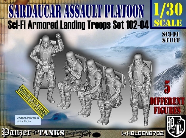 1/30 Sci-Fi Sardaucar Platoon Set 102-04 in White Natural Versatile Plastic