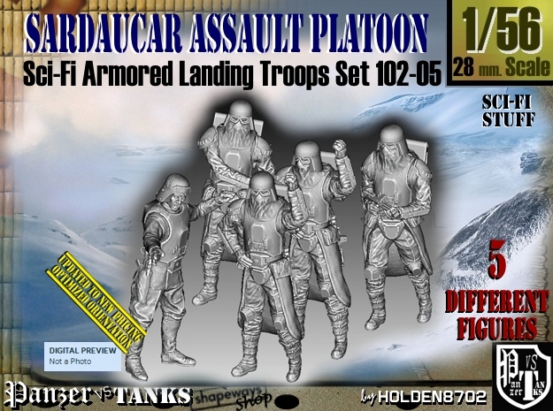 1/56 Sci-Fi Sardaucar Platoon Set 102-05 in Tan Fine Detail Plastic