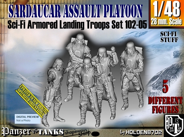 1/48 Sci-Fi Sardaucar Platoon Set 102-05 in Tan Fine Detail Plastic