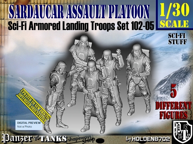 1/30 Sci-Fi Sardaucar Platoon Set 102-05 in White Natural Versatile Plastic