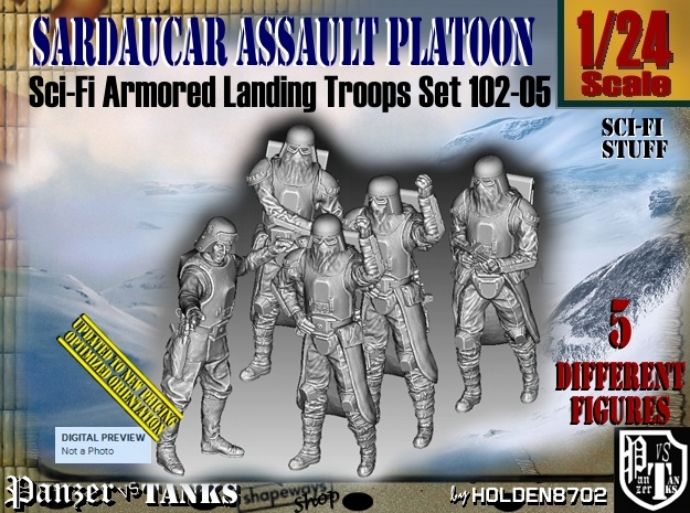 1/24 Sci-Fi Sardaucar Platoon Set 102-05 in White Natural Versatile Plastic