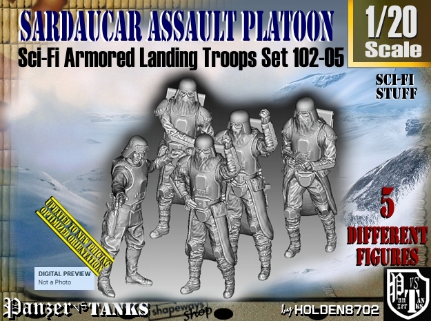 1/20 Sci-Fi Sardaucar Platoon Set 102-05 in White Natural Versatile Plastic