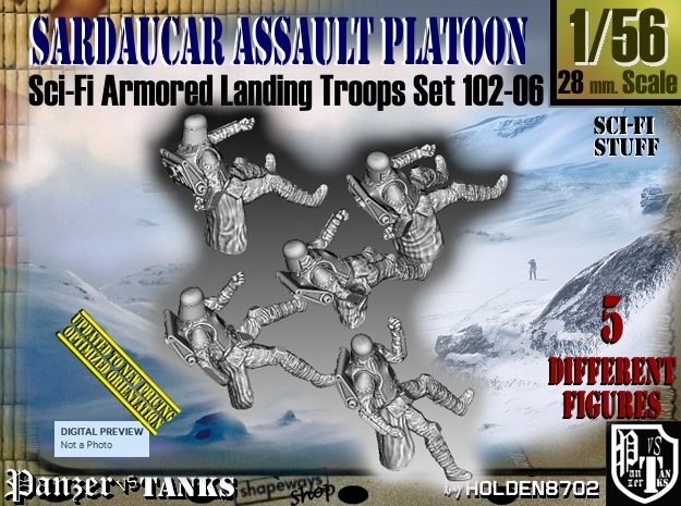 1/56 Sci-Fi Sardaucar Platoon Set 102-06 in Tan Fine Detail Plastic