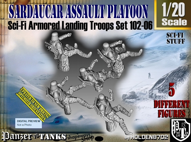 1/20 Sci-Fi Sardaucar Platoon Set 102-06 in White Natural Versatile Plastic