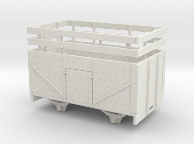 1:32/1:35 7 plank open wagon with rails  in White Natural Versatile Plastic
