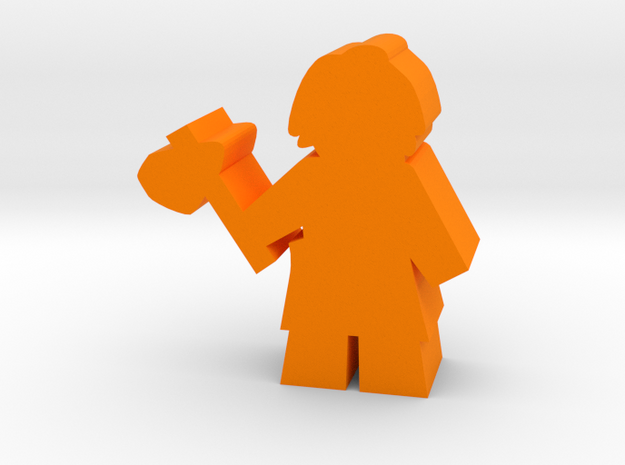 Game Piece, Caveman with Axe in Orange Processed Versatile Plastic