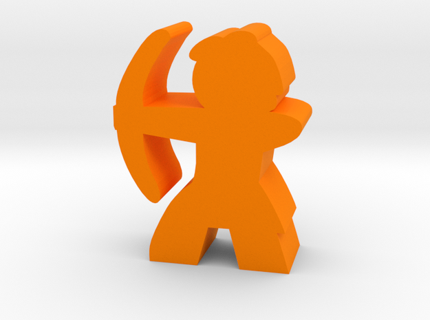 Game Piece, Caveman with Bow in Orange Processed Versatile Plastic