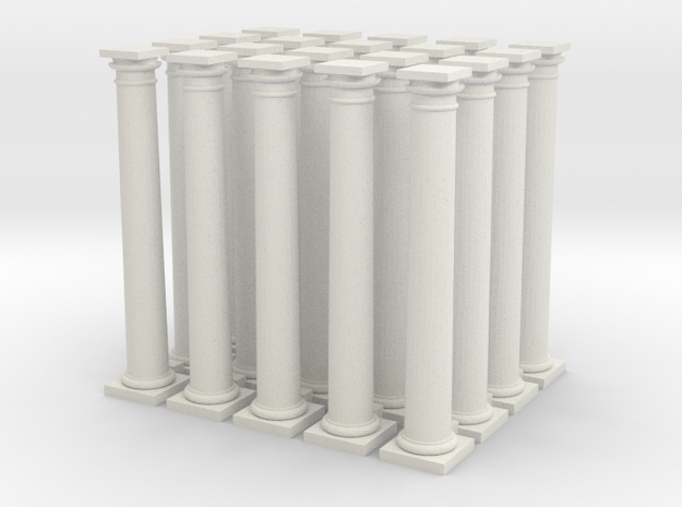 20 Doric Columns 35mm high (HO) Scaled in White Natural Versatile Plastic